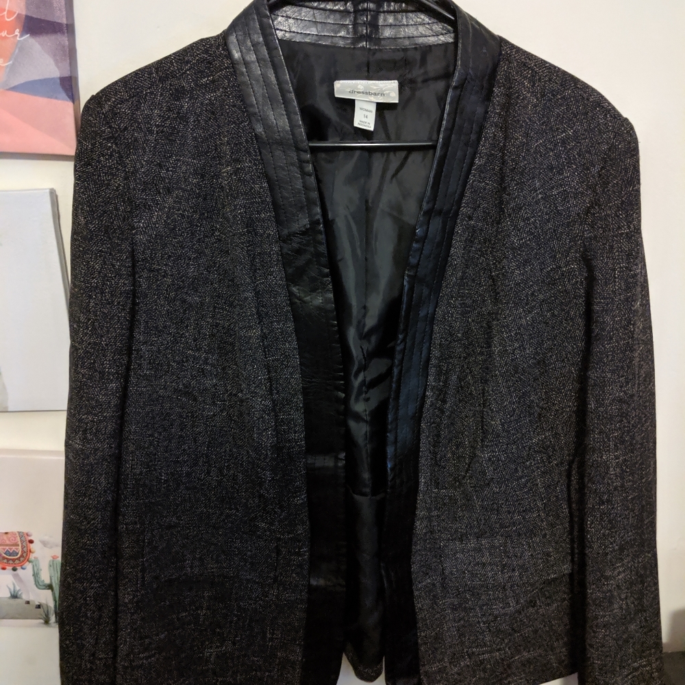 Blazer with leather trim